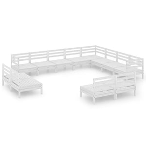 Set Salotto da Giardino 12 pz in Legno Massello di Pino Bianco 3083165