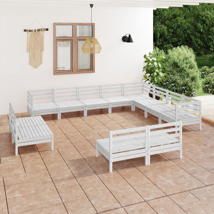 Set Salotto da Giardino 12 pz in Legno Massello di Pino Bianco 3083165