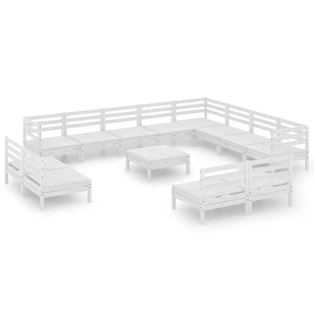 Set Divani da Giardino 13 pz in Legno Massello di Pino Bianco  cod mxl 36712