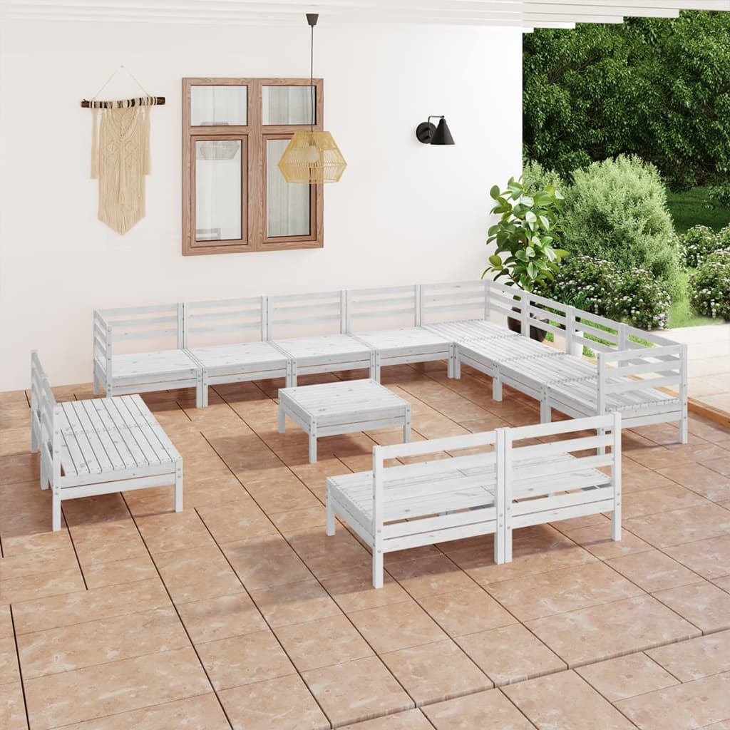 Set Divani da Giardino 13 pz in Legno Massello di Pino Bianco  cod mxl 36712