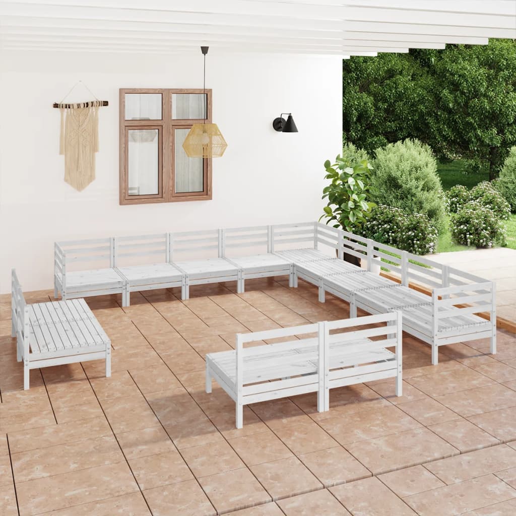 Set Salotto da Giardino 13 pz in Legno Massello di Pino Bianco 3083175