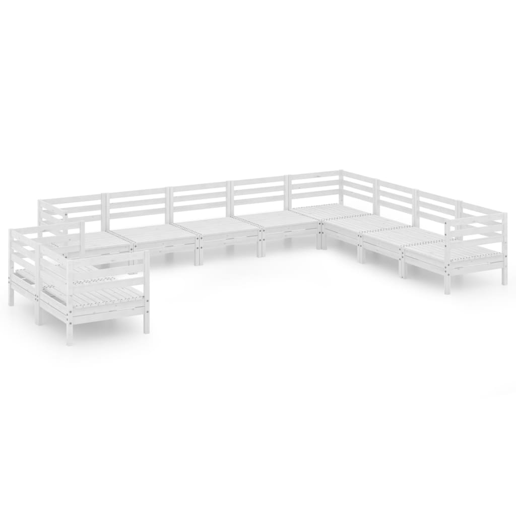 Set Salotto da Giardino 10 pz in Legno Massello di Pino Bianco 3083195