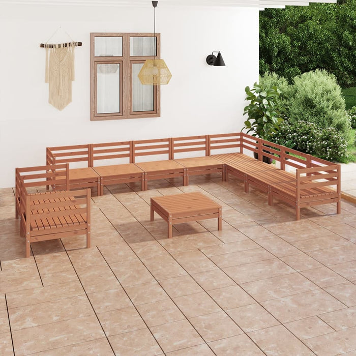 Set Divani da Giardino 11 pz in Legno Massello di Pino Miele cod mxl 36715