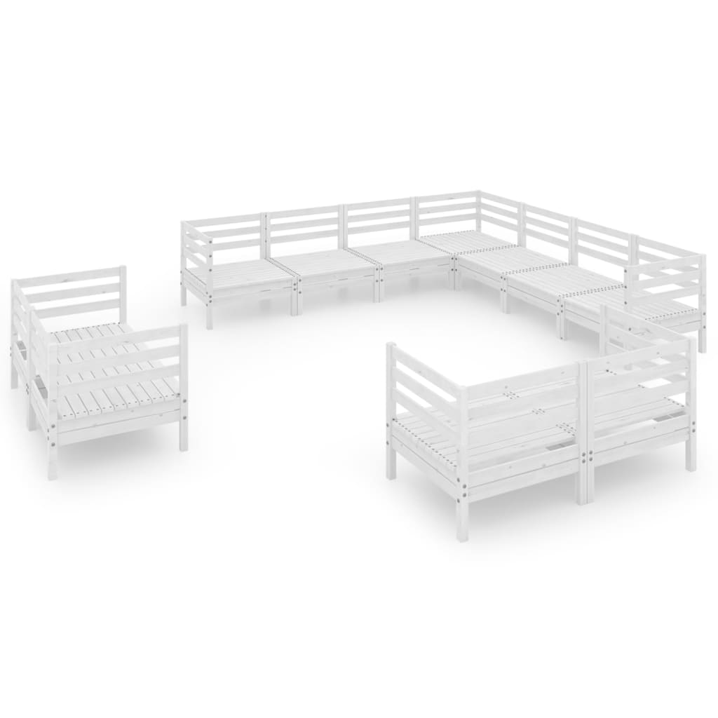 Set Divani da Giardino 11 pz in Legno Massello di Pino Bianco  cod mxl 36728