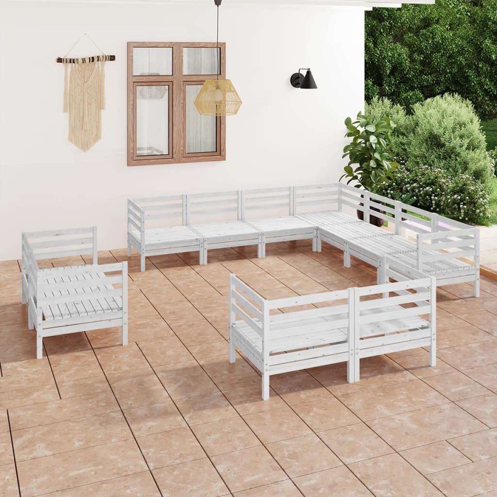 Set Divani da Giardino 11 pz in Legno Massello di Pino Bianco  cod mxl 36728