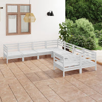 Set Divani da Giardino 8 pz Bianco in Legno Massello di Pino cod mxl 36748