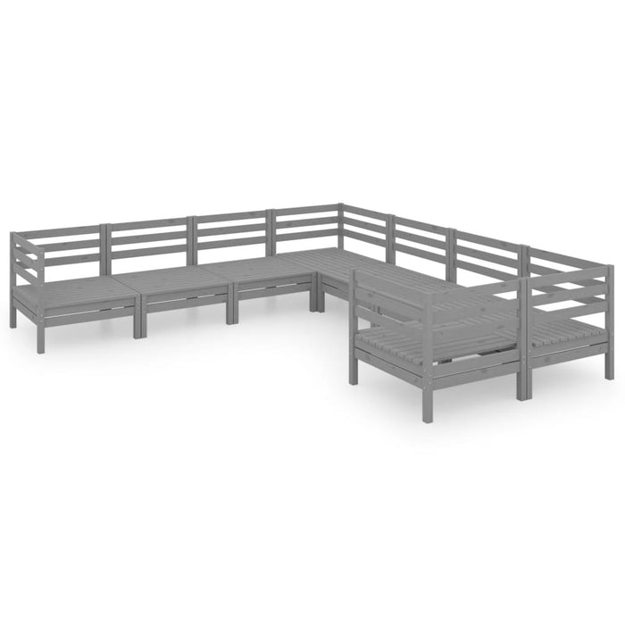 Set Divani da Giardino 8 pz in Legno Massello di Pino Grigio cod mxl 40826