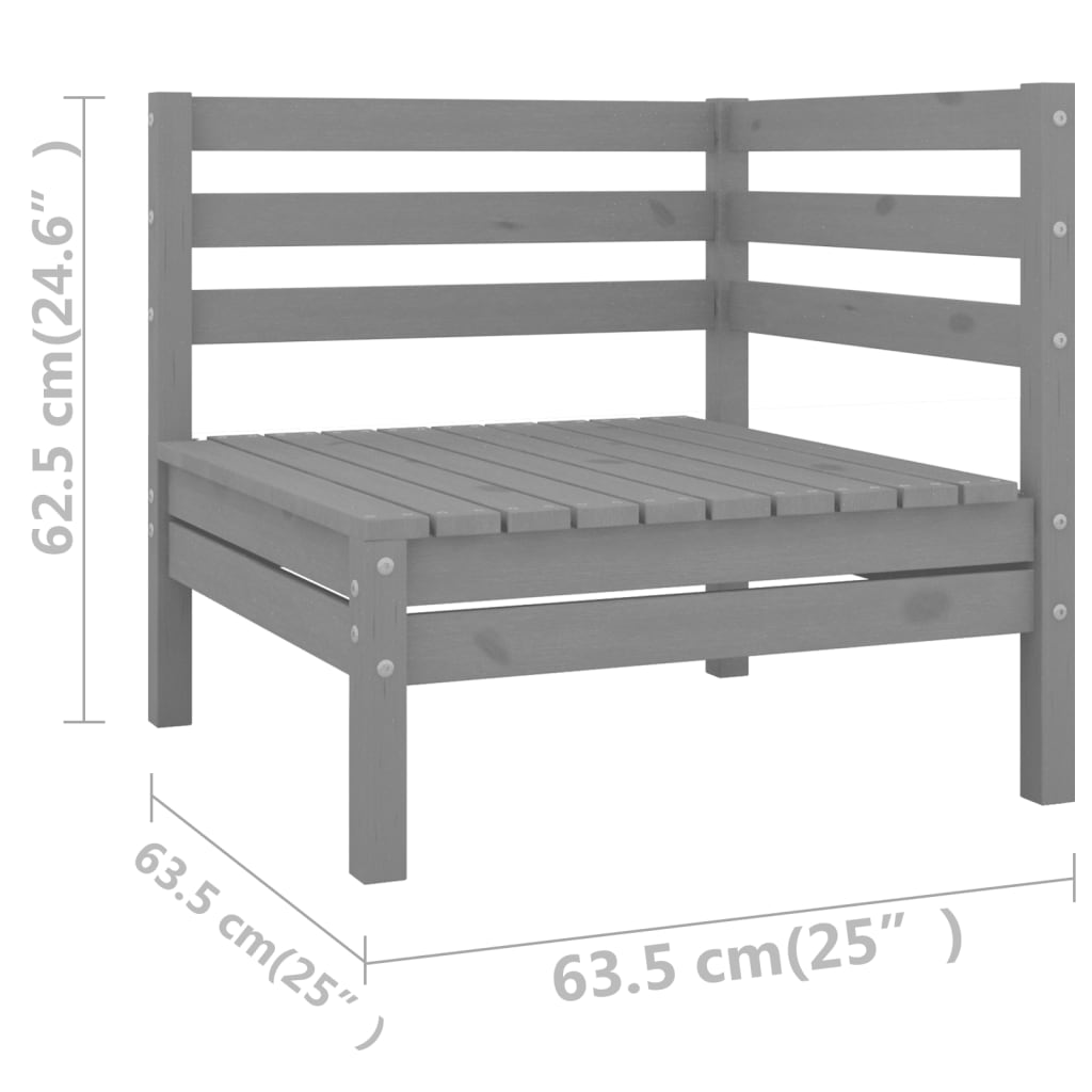 Set Salotto da Giardino 8 pz in Legno Massello di Pino Grigio 3083246