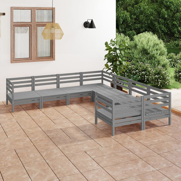 Set Divani da Giardino 8 pz in Legno Massello di Pino Grigio cod mxl 40826