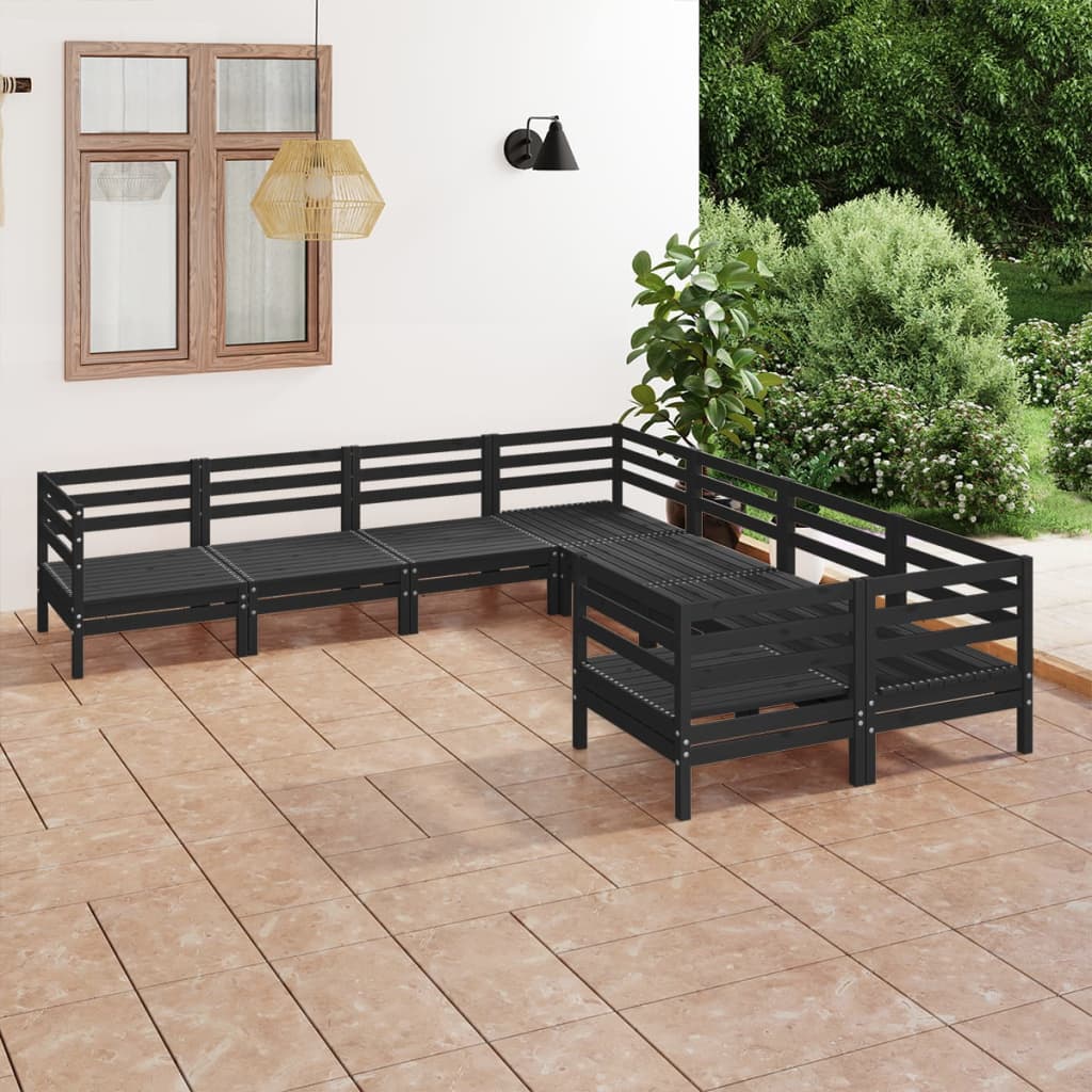 Set Salotto da Giardino 8 pz in Legno Massello di Pino Nero 3083248