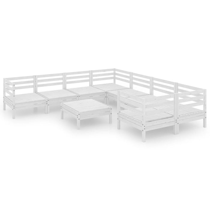 Set Salotto da Giardino 9 pz in Legno Massello di Pino Bianco 3083250