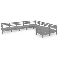 Set Salotto da Giardino 9 pz Grigio in Legno Massello di Pino 3083256