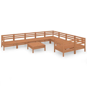 Set Salotto da Giardino 10 pz Miele in Legno Massello di Pino 3083262