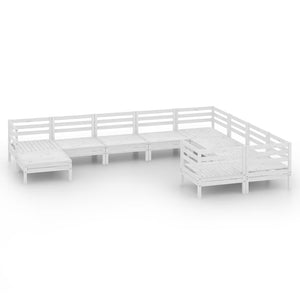 Set Salotto da Giardino 10 pz in Legno Massello di Pino Bianco 3083295