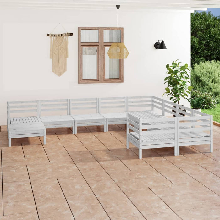 Set Salotto da Giardino 10 pz in Legno Massello di Pino Bianco 3083295