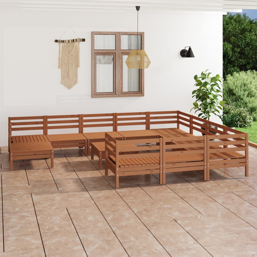 Set Salotto da Giardino 12 pz Miele in Legno Massello di Pino 3083312