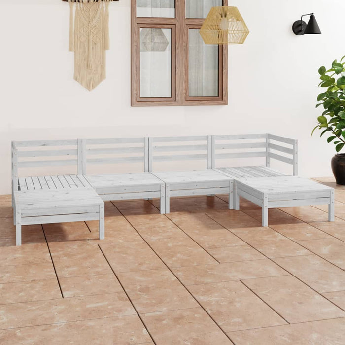 Set Divani da Giardino 6 pz Bianco in Legno Massello di Pino cod mxl 40841