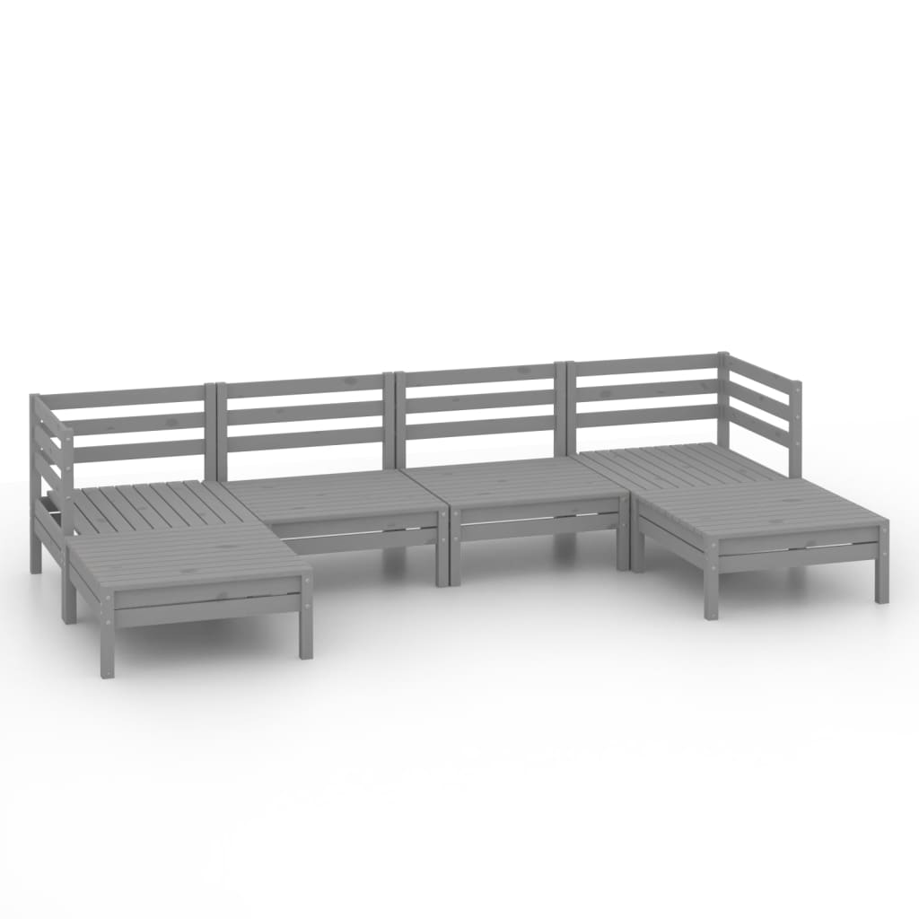 Set Salotto da Giardino 6 pz in Legno Massello di Pino Grigio 3083336