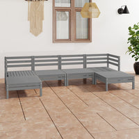 Set Salotto da Giardino 6 pz in Legno Massello di Pino Grigio 3083336