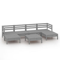 Set Divani da Giardino 7 pz Grigio in Legno Massello di Pino cod mxl 36785