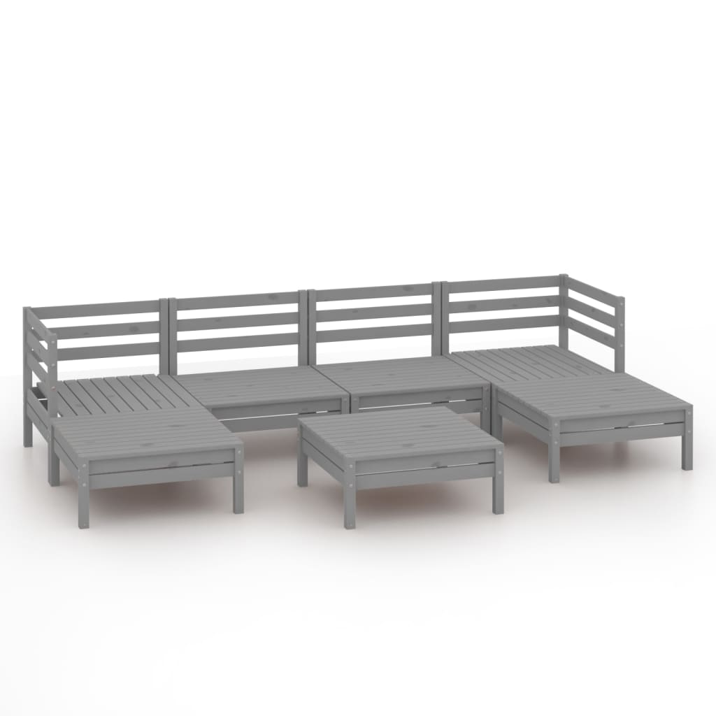 Set Salotto da Giardino 7 pz in Legno Massello di Pino Grigio 3083341