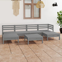 Set Divani da Giardino 7 pz Grigio in Legno Massello di Pino cod mxl 36785