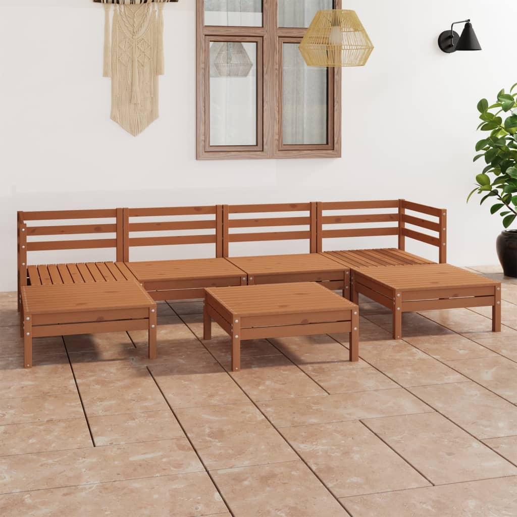 Set Salotto da Giardino 7 pz in Legno Massello di Pino Miele 3083342