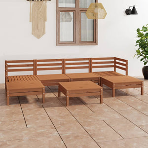 Set Salotto da Giardino 7 pz in Legno Massello di Pino Miele 3083342