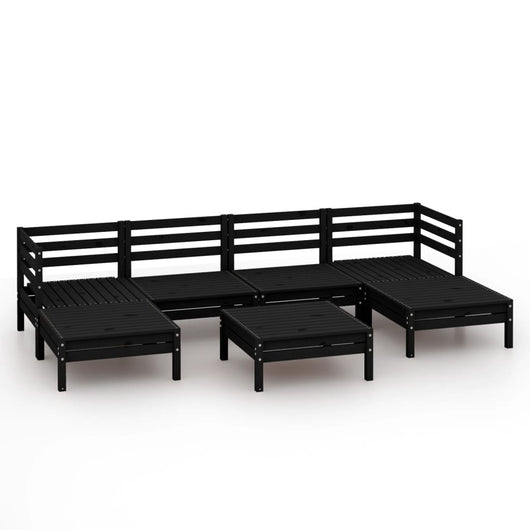 Set Divani da Giardino 7 pz Nero in Legno Massello di Pino cod mxl 40852