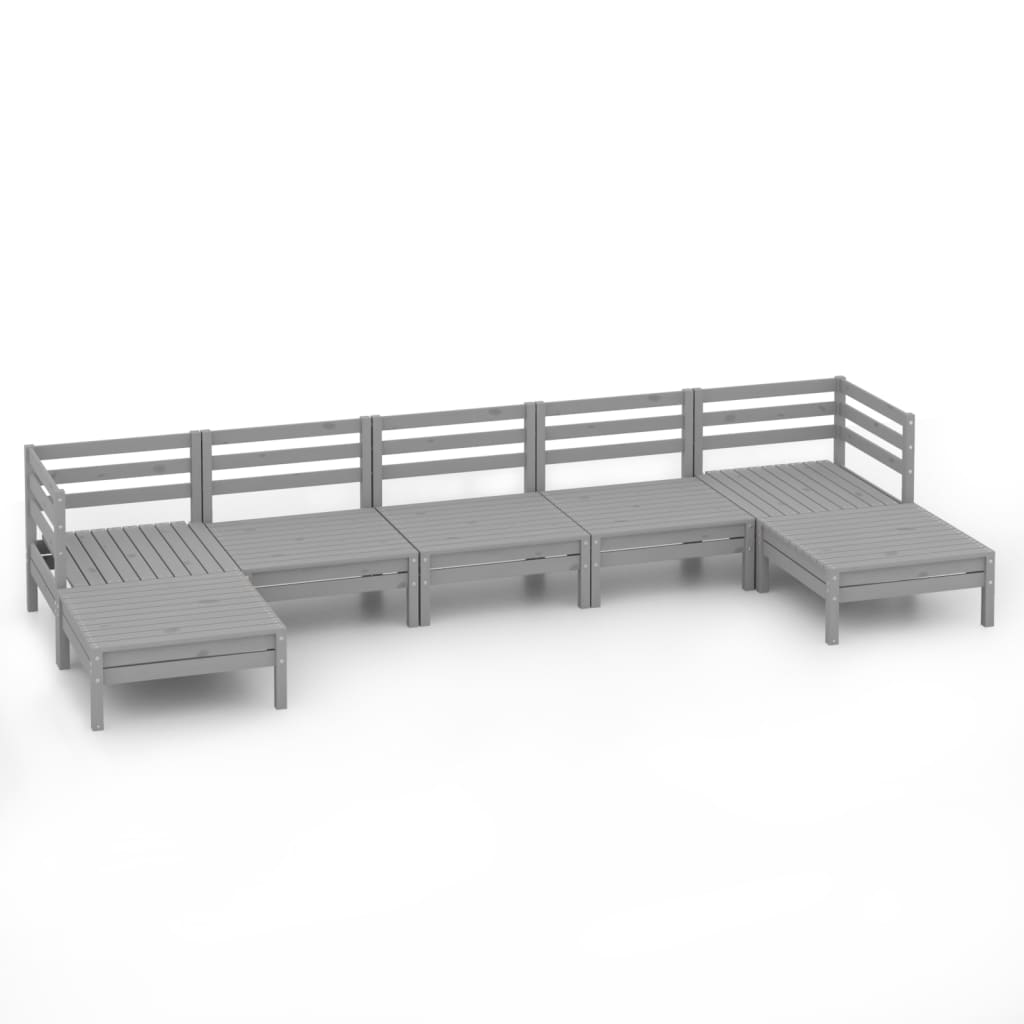 Set Salotto da Giardino 7 pz in Legno Massello di Pino Grigio 3083346