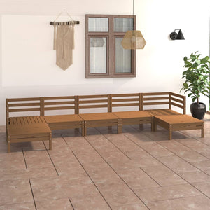 Set Salotto da Giardino 7 pz in Legno Massello di Pino Miele 3083347