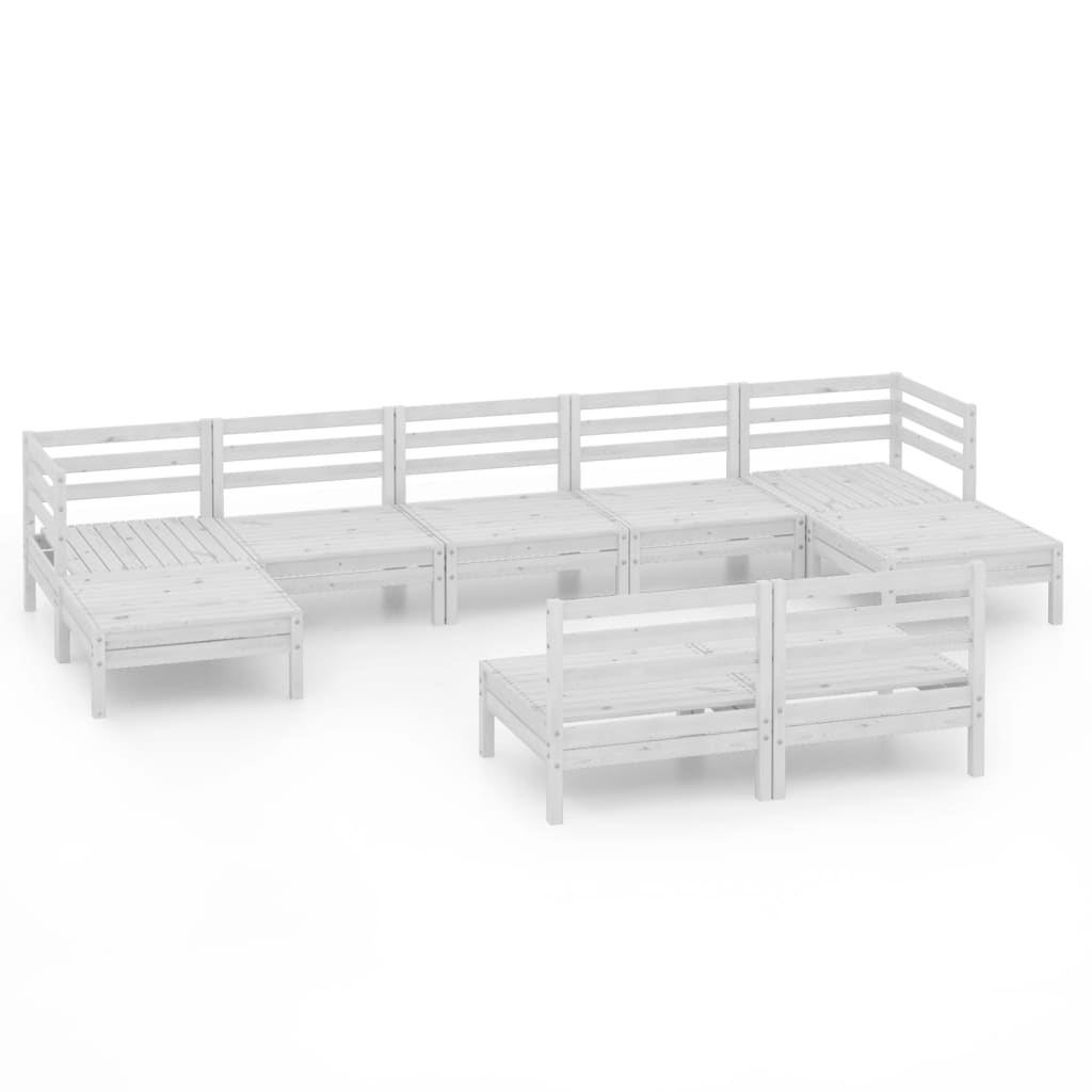 Set Divani da Giardino 9 pz Bianco in Legno Massello di Pino cod mxl 36790