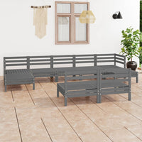 Set Salotto da Giardino 9 pz in Legno Massello di Pino Grigio 3083356