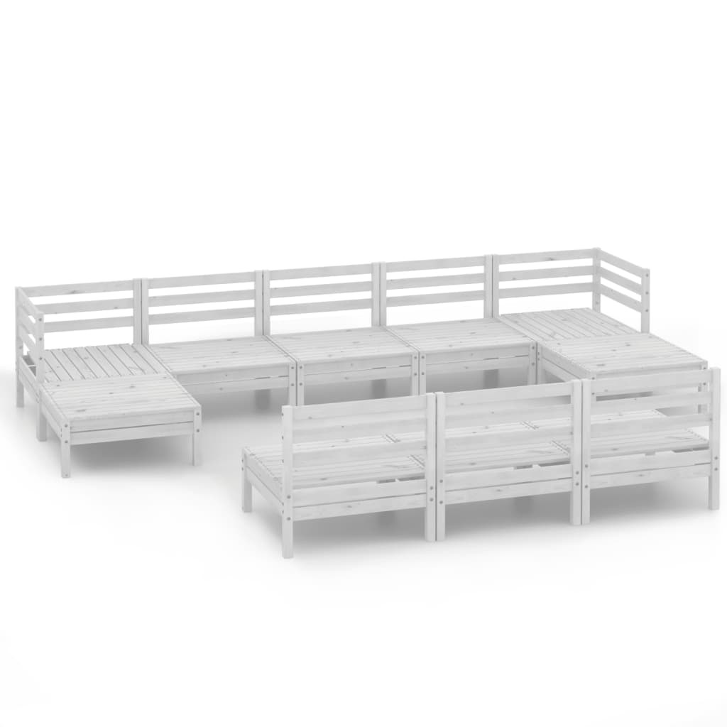 Set Salotto da Giardino 10 pz in Legno Massello di Pino Bianco 3083365