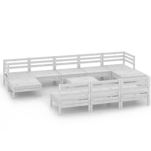 Set Divani da Giardino 11 pz Bianco in Legno Massello di Pino cod mxl 69785