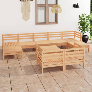 Set Divani da Giardino 10 pz in Legno Massello di Pino cod mxl 36809