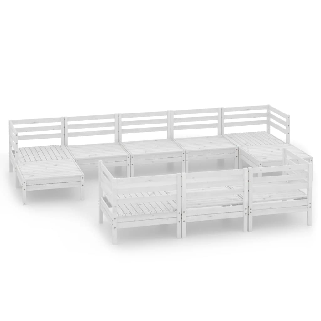 Set Salotto da Giardino 10 pz in Legno Massello di Pino Bianco 3083385