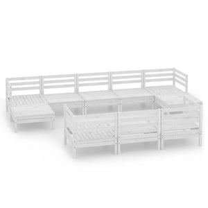 Set Salotto da Giardino 10 pz in Legno Massello di Pino Bianco 3083385