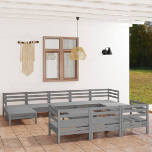 Set Divani da Giardino 11 pz Grigio in Legno Massello di Pino cod mxl 38061