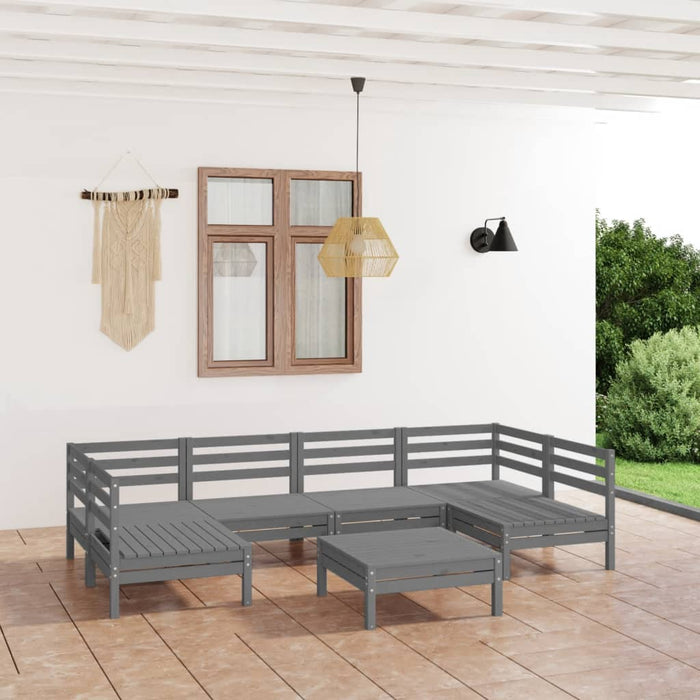 Set Divani da Giardino 7 pz Grigio in Legno Massello di Pino cod mxl 38033