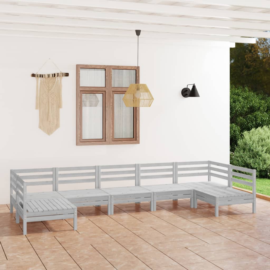 Set Salotto da Giardino 7 pz in Legno Massello di Pino Bianco 3083405