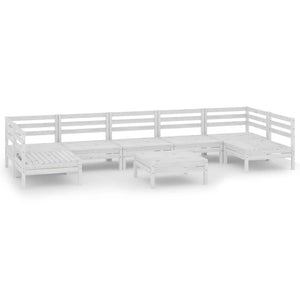 Set Divani da Giardino 8 pz Bianco in Legno Massello di Pino cod mxl 36826