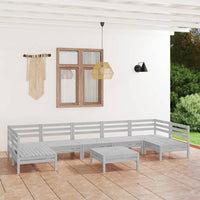 Set Divani da Giardino 8 pz Bianco in Legno Massello di Pino cod mxl 36826