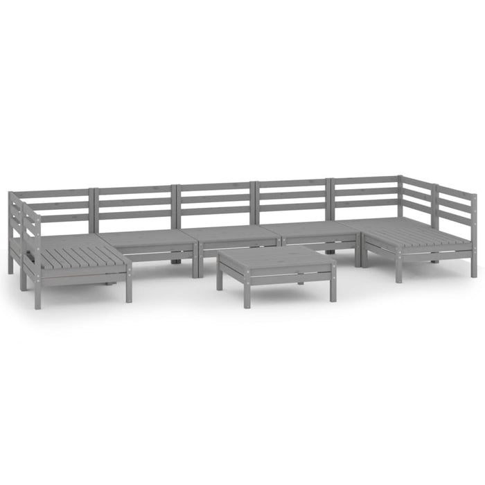 Set Divani da Giardino 8 pz Grigio in Legno Massello di Pino cod mxl 38034