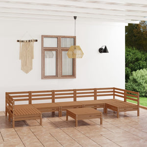 Set Divani da Giardino 8 pz Miele in Legno Massello di Pino cod mxl 36825