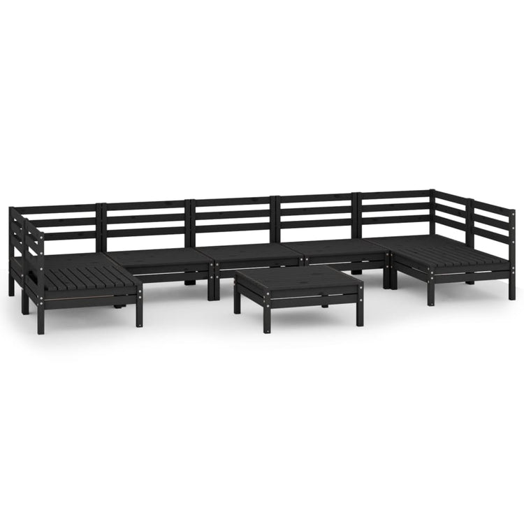 Set Divani da Giardino 8 pz Nero in Legno Massello di Pino cod mxl 40860