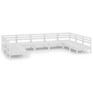 Set Salotto da Giardino 9 pz Bianco in Legno Massello di Pino 3083415