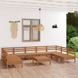 Set Divani da Giardino 10 pz Miele in Legno Massello di Pino cod mxl 36818