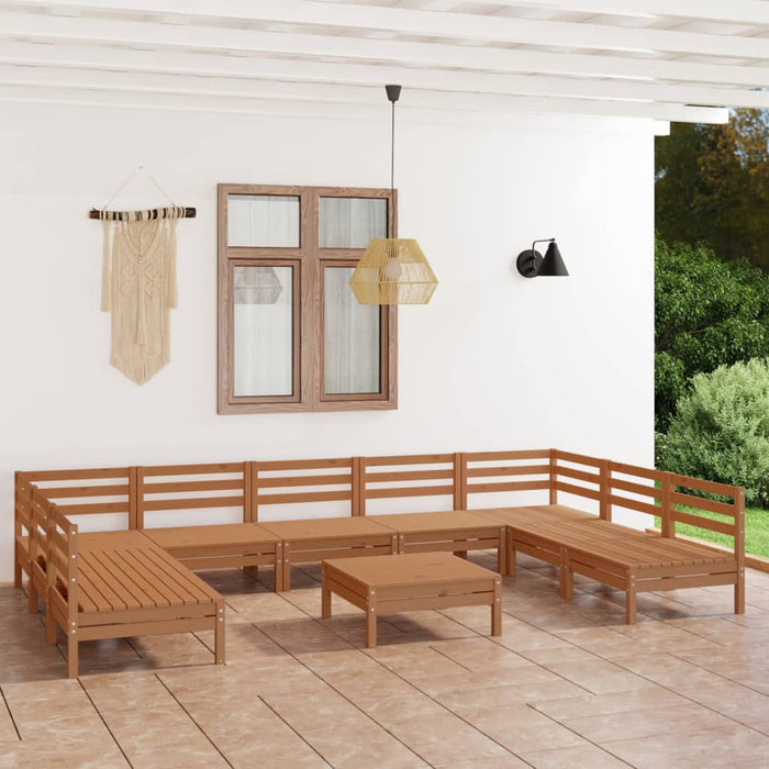 Set Divani da Giardino 10 pz Miele in Legno Massello di Pino cod mxl 36818