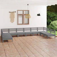 Set Divani da Giardino 10 pz Grigio in Legno Massello di Pino cod mxl 36820